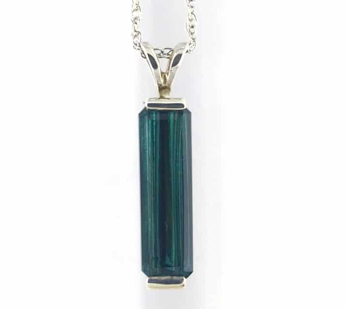 thumbnail image 2 of Natural Green Tourmaline Pendant – 925 Sterling Silver, Handmade Teardrop – 10+ Carats 2 of 6